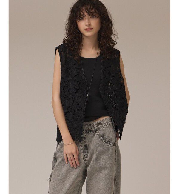 Diagram「レース刺繍ベスト」|ベスト・ジレ|ブラック
