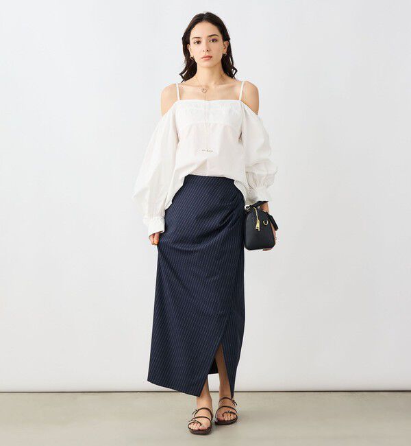 NOLLEY'S sophi「ウォッシャブルストライプドレープタイトスカート」|タイト|