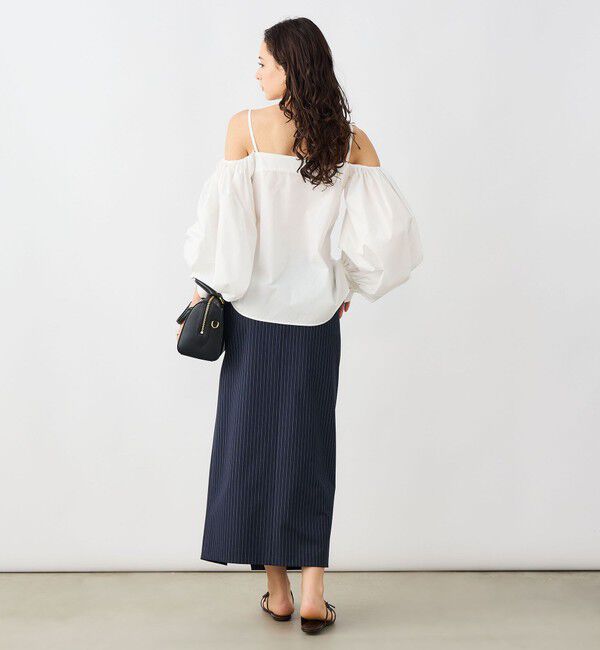 NOLLEY'S sophi「ウォッシャブルストライプドレープタイトスカート」|タイト|