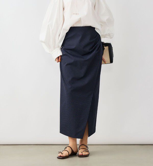NOLLEY'S sophi「ウォッシャブルストライプドレープタイトスカート」|タイト|