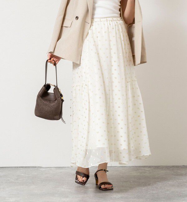 NOLLEY'S sophi「《セットアップ対応》ラメカットジャガードフレアスカート」|フレア|ホワイト系2