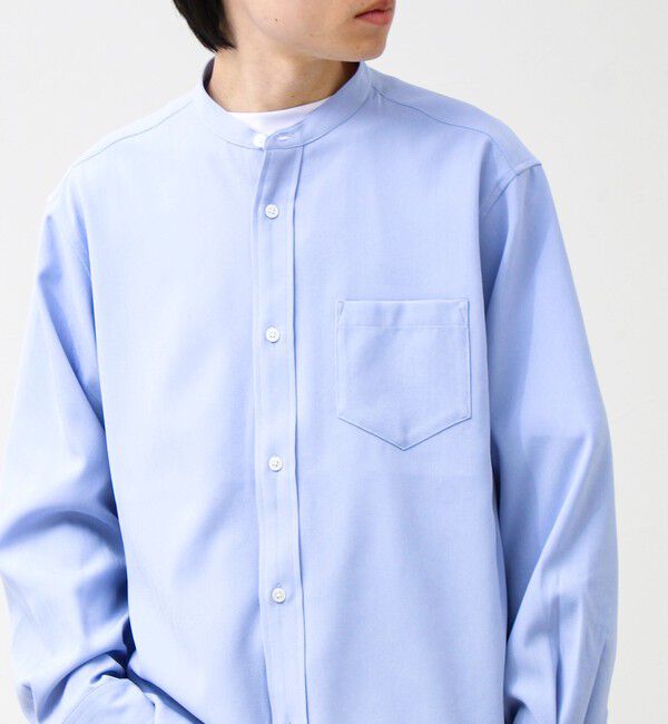 GLOSTER「【きれい見えラク素材】crunchyバンドカラーシャツ」|シャツ・ブラウス|