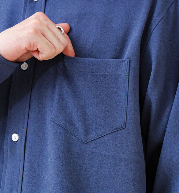 GLOSTER「【きれい見えラク素材】crunchyバンドカラーシャツ」|シャツ・ブラウス|