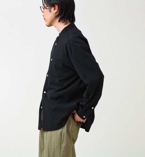 GLOSTER「【きれい見えラク素材】crunchyバンドカラーシャツ」|シャツ・ブラウス|