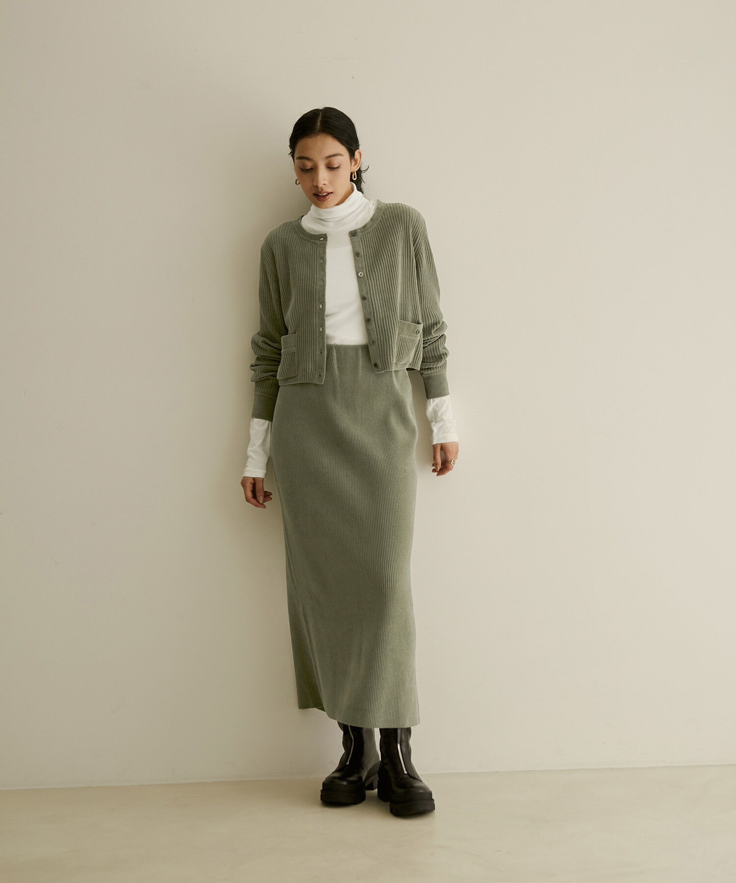 SALON adam et rope'「【極上の肌ざわり】リブタイトスカート-CreamyCotton /クリーミーコットン-」|スカート|