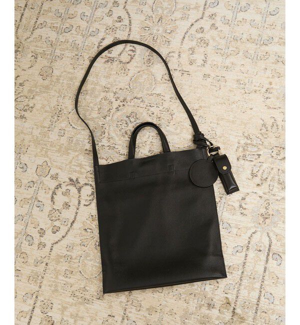 SALON adam et rope'「【W S（ドゥーブル）】チャーム付きナチュラルレザー2WAYトート」|トートバッグ|ブラック(01)