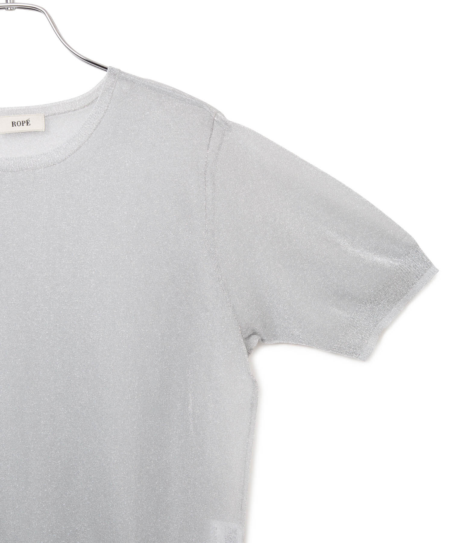 ROPE「【洗える】ラメシアーニット半袖プルオーバー【アンサンブル対応】」|ニット・セーター|