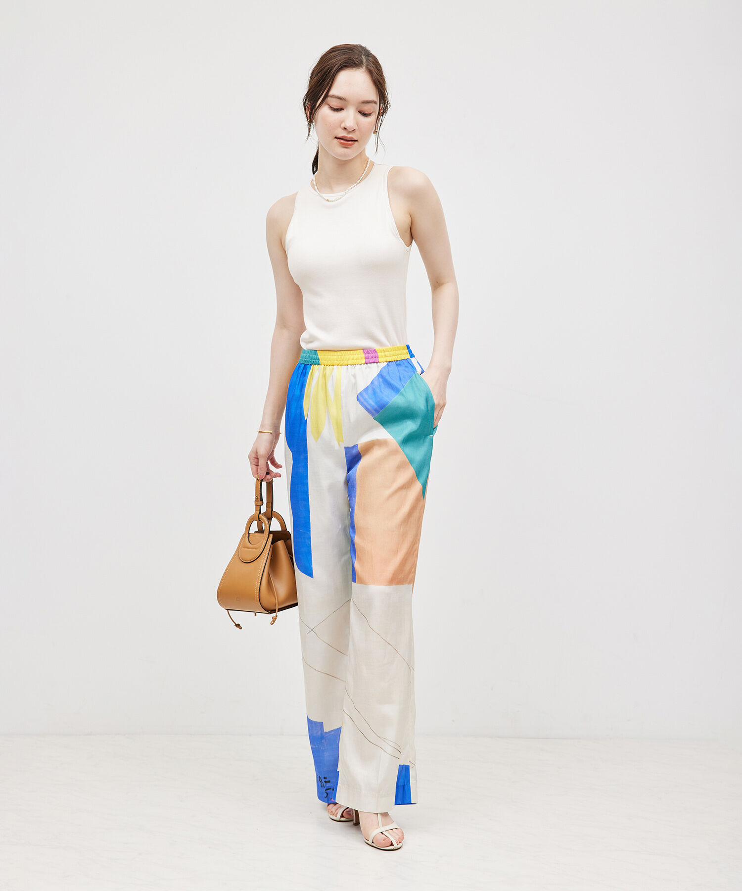 ROPE「コットンシルク丸胴フライスカップ付きアメスリタンクトップ」|タンクトップ|