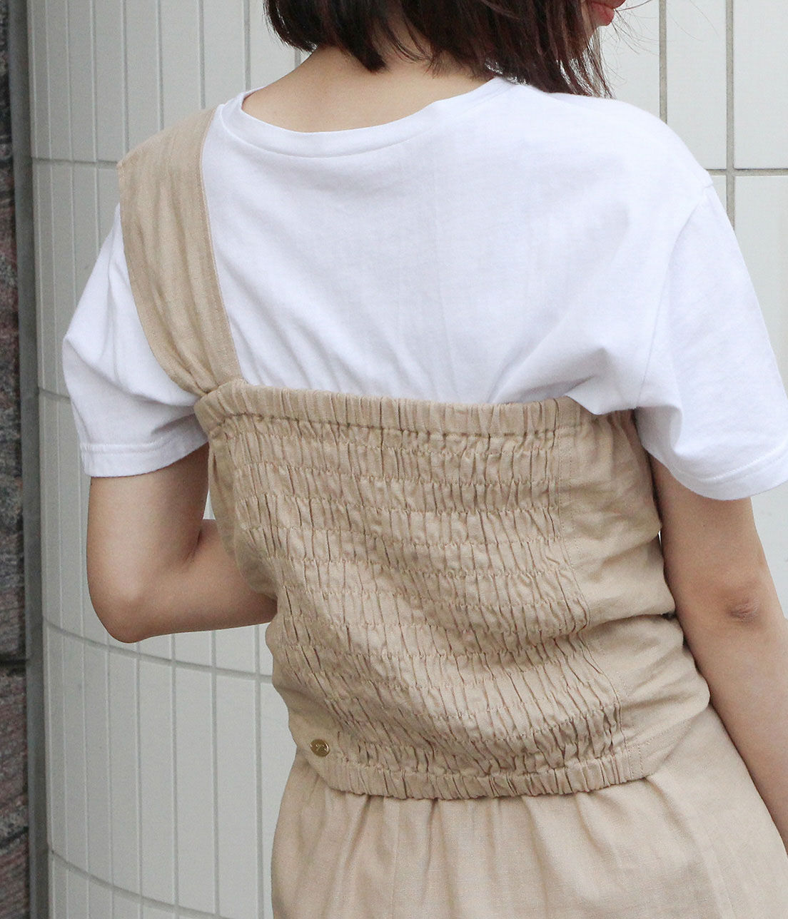 VIS「【セットアップ対応】麻混ワンショルダーねじれビスチェ」|その他|