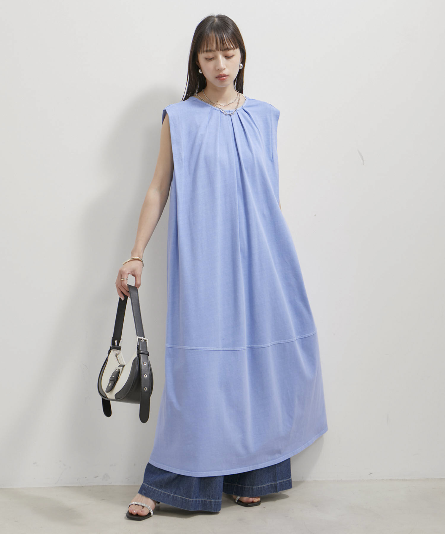 VIS「【洗える】ピグメント加工タックフレアワンピース」|ワンピース|