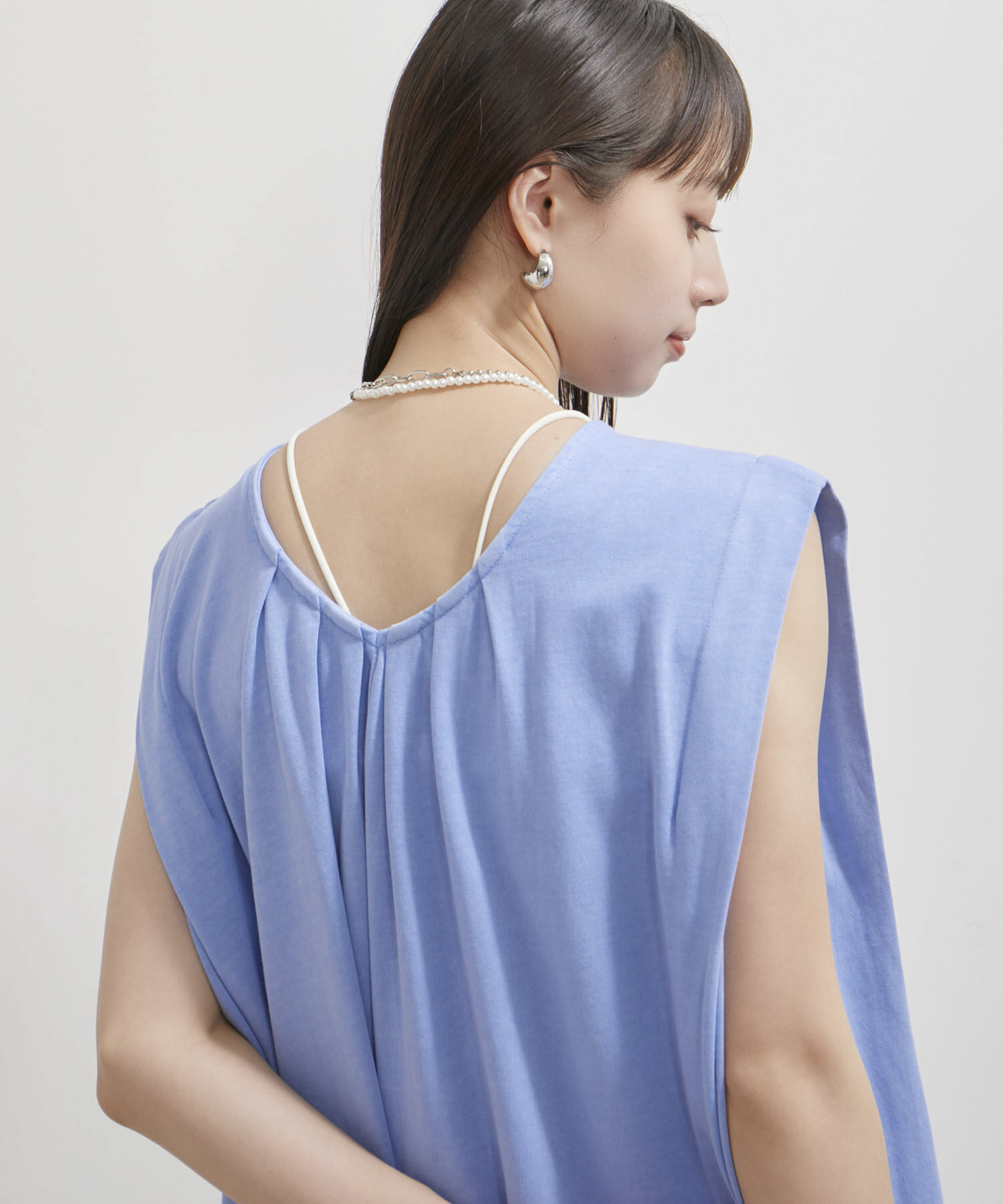 VIS「【洗える】ピグメント加工タックフレアワンピース」|ワンピース|