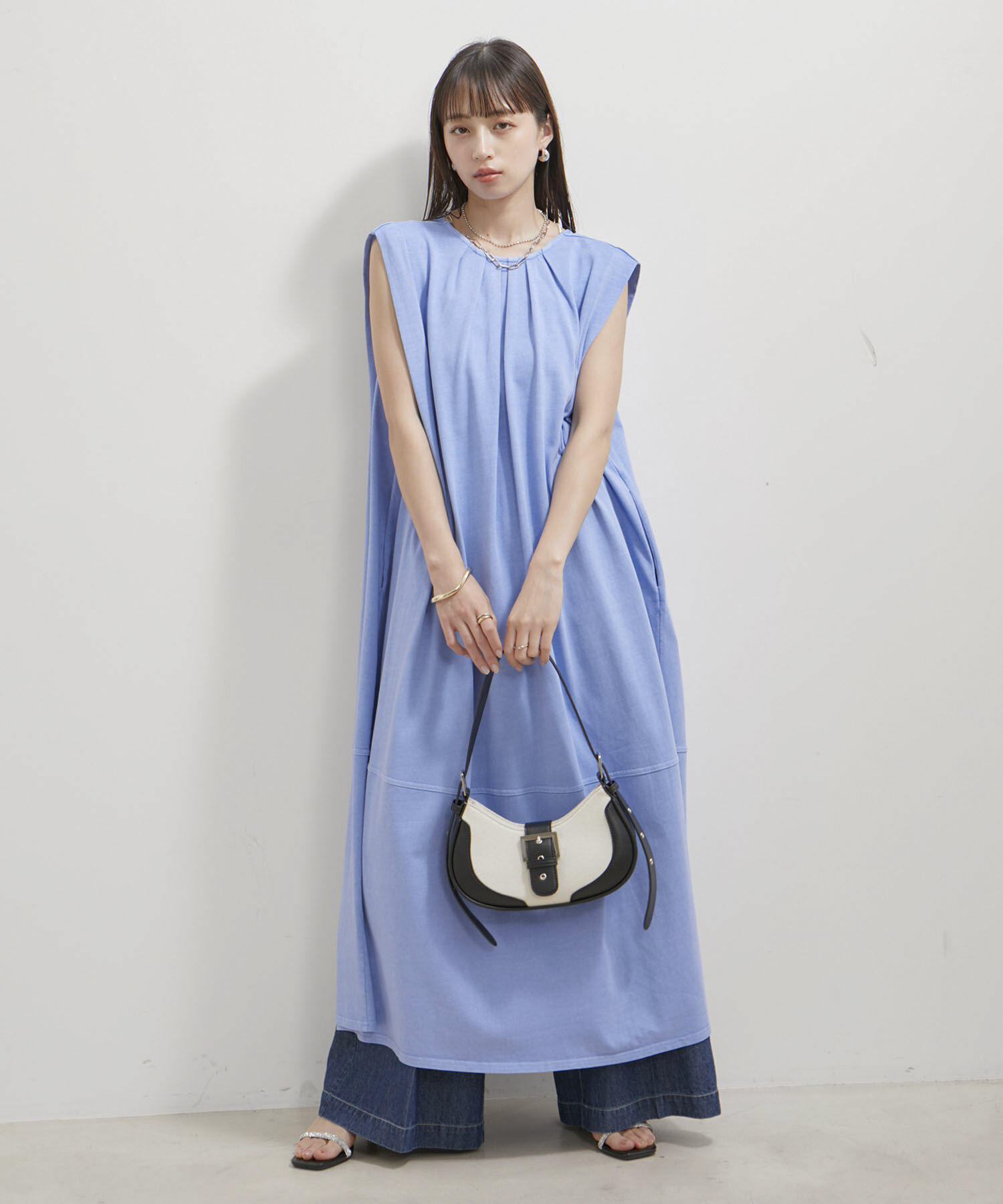 VIS「【洗える】ピグメント加工タックフレアワンピース」|ワンピース|