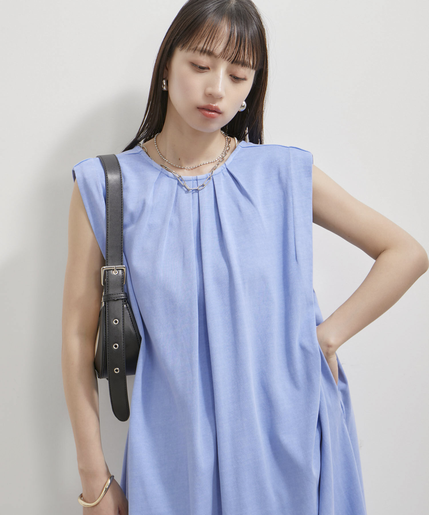 VIS「【洗える】ピグメント加工タックフレアワンピース」|ワンピース|