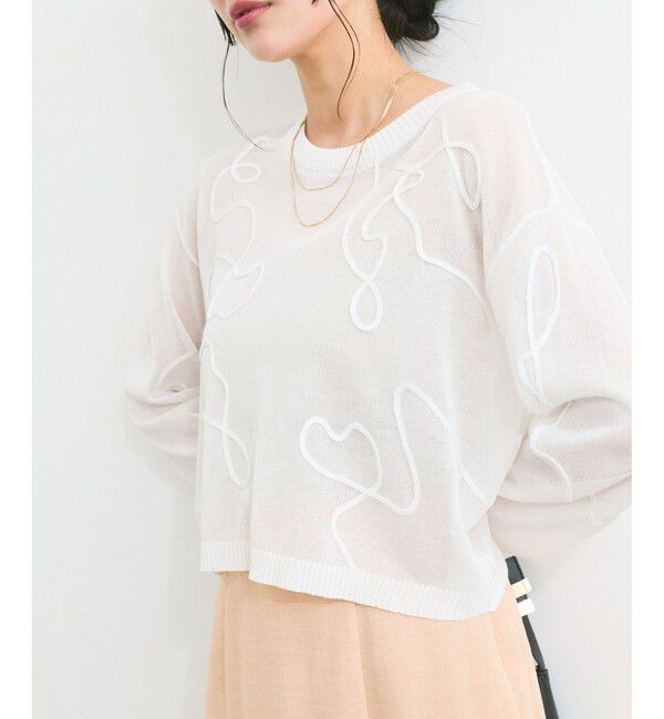 VIS「コード刺繍シアーニット」|ニット・セーター|ホワイト(10)