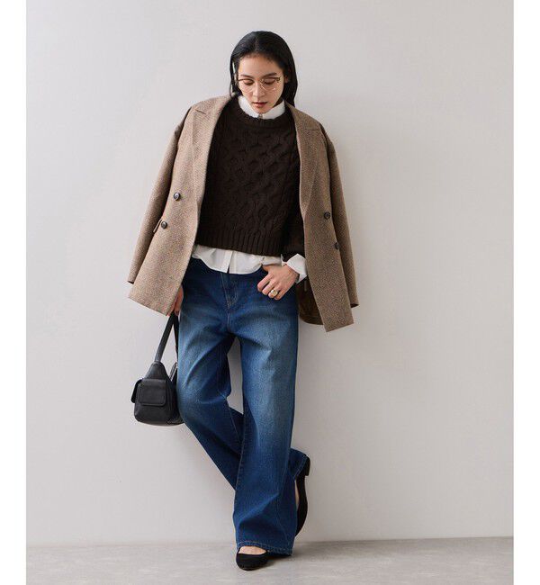 VIS「【WEB限定】ローゲージケーブルクロップドニット」|ニット・セーター|