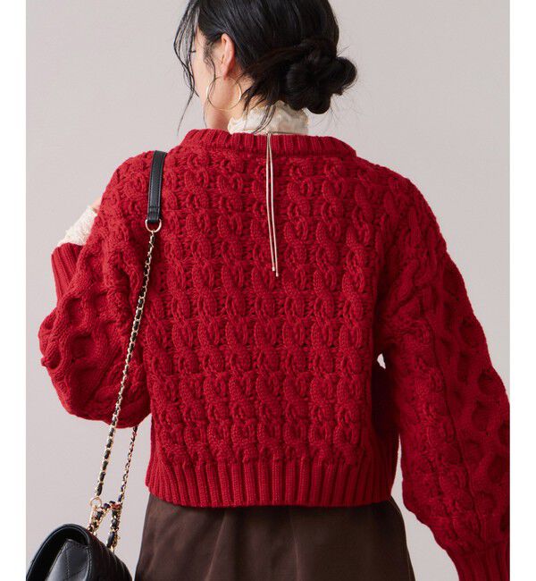 VIS「【WEB限定】ローゲージケーブルクロップドニット」|ニット・セーター|