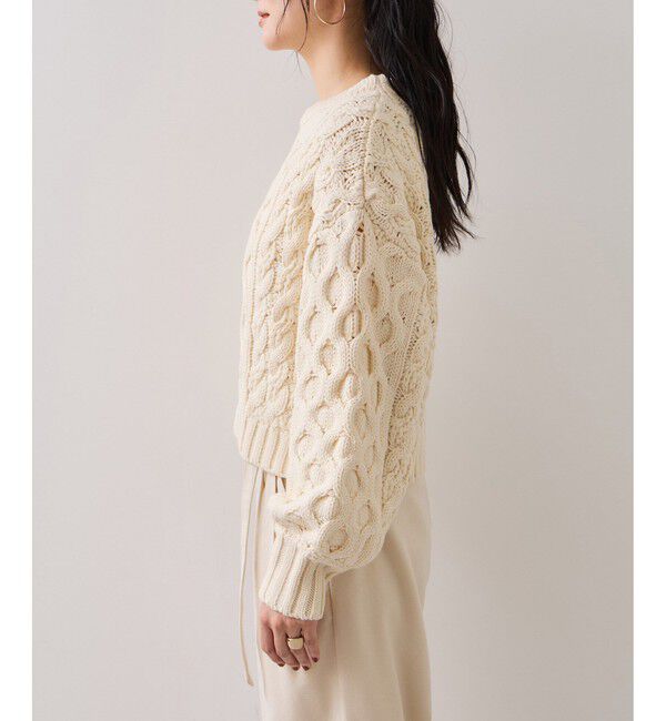 VIS「【WEB限定】ローゲージケーブルクロップドニット」|ニット・セーター|