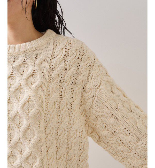 VIS「【WEB限定】ローゲージケーブルクロップドニット」|ニット・セーター|