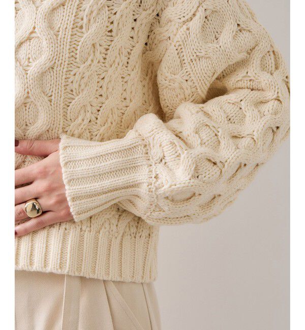 VIS「【WEB限定】ローゲージケーブルクロップドニット」|ニット・セーター|