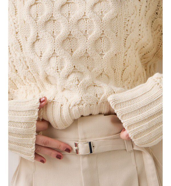 VIS「【WEB限定】ローゲージケーブルクロップドニット」|ニット・セーター|