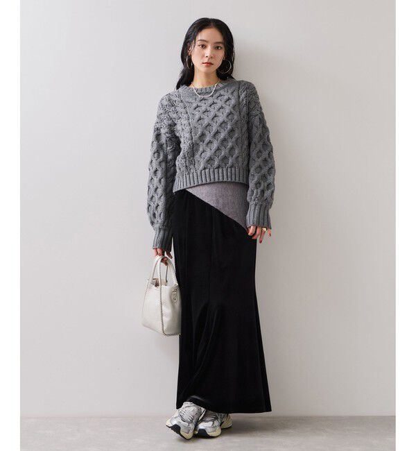 VIS「【WEB限定】ローゲージケーブルクロップドニット」|ニット・セーター|