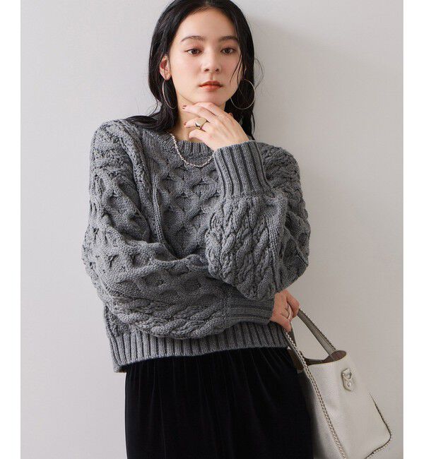 VIS「【WEB限定】ローゲージケーブルクロップドニット」|ニット・セーター|