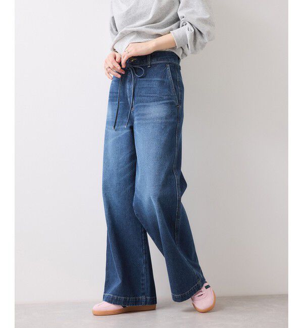 VIS「ベルト付きワイドシルエットデニムパンツ」|デニム|