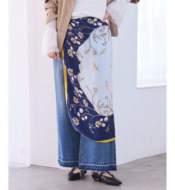 VIS「アソート柄スカーフ 90cm」|バンダナ・スカーフ|ネイビー系(41)