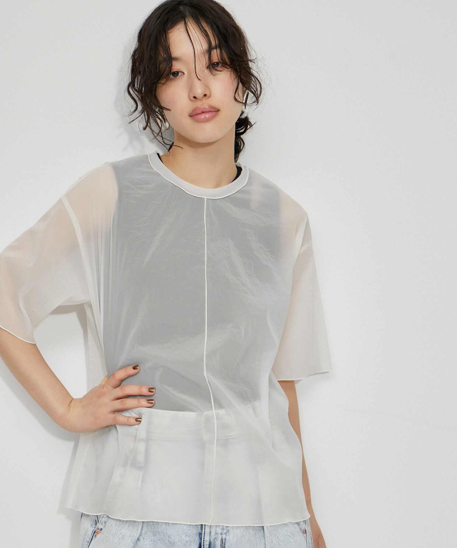 ADAM ET ROPE'「シアータフタメローステッチT」|Tシャツ・カットソー|ホワイト(10)