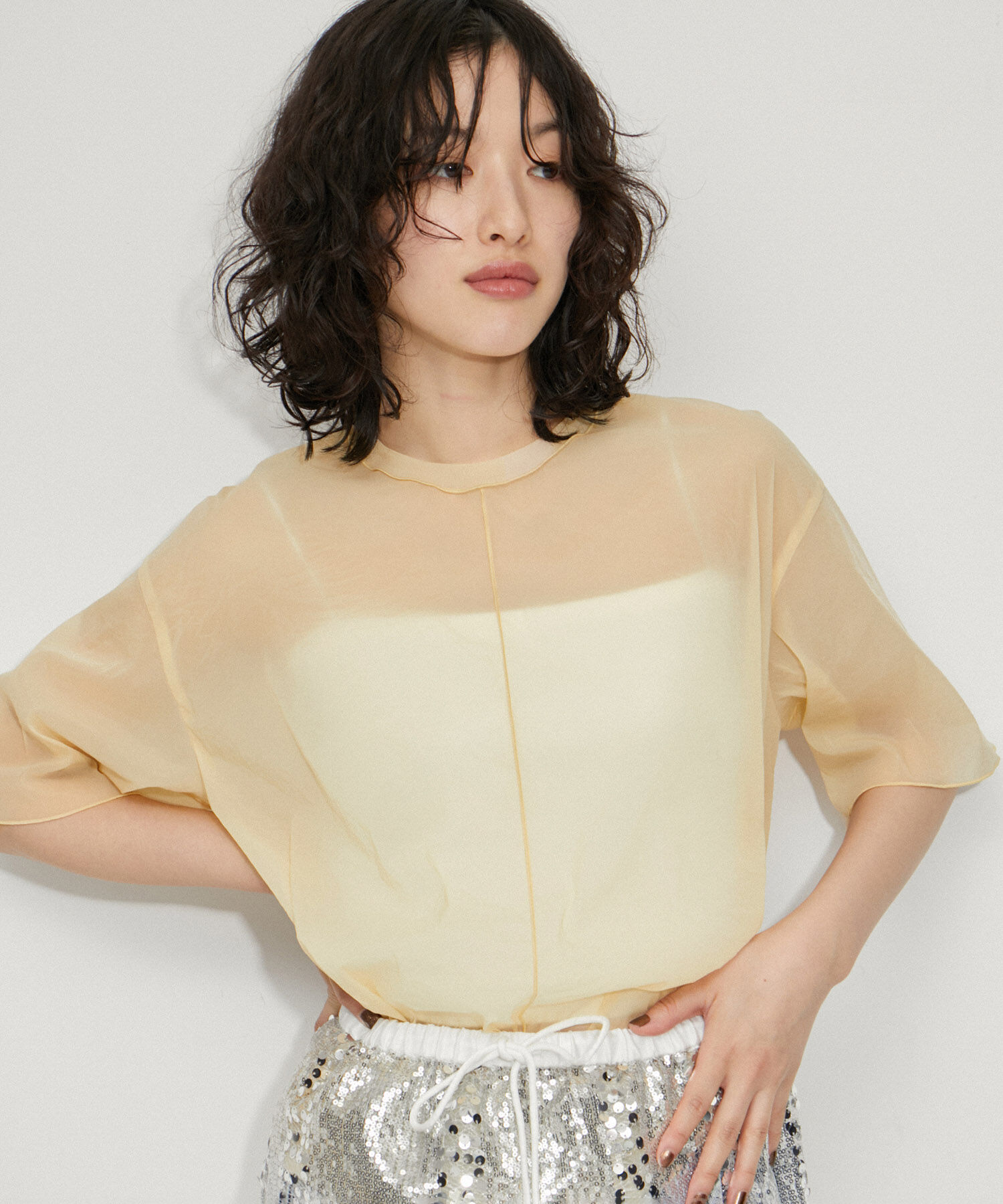 ADAM ET ROPE'「シアータフタメローステッチT」|Tシャツ・カットソー|ベージュ系(28)