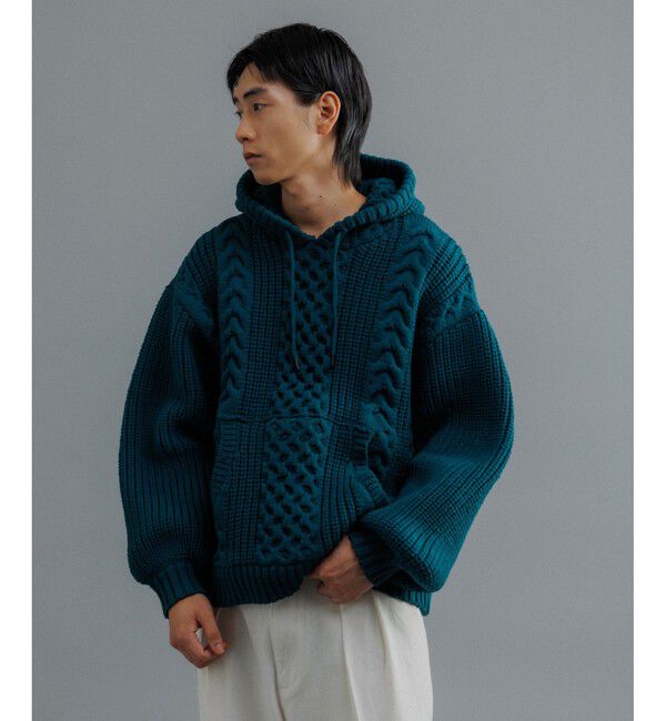 ADAM ET ROPE'「【WEB限定】ボリュームケーブル ニット パーカー / ロングシーズン着用可能 / 超軽量 / ユニセックス」|パーカー|