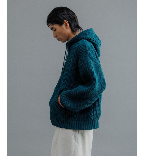 ADAM ET ROPE'「【WEB限定】ボリュームケーブル ニット パーカー / ロングシーズン着用可能 / 超軽量 / ユニセックス」|パーカー|