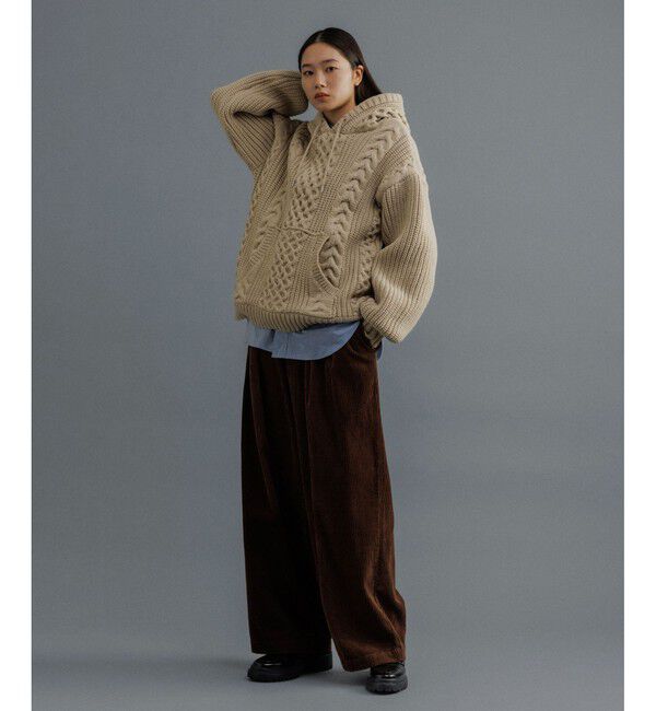 ADAM ET ROPE'「【WEB限定】ボリュームケーブル ニット パーカー / ロングシーズン着用可能 / 超軽量 / ユニセックス」|パーカー|