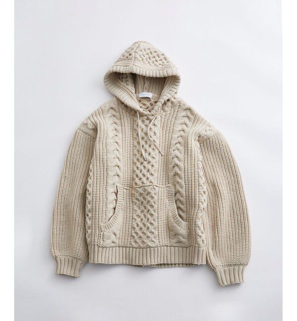 ADAM ET ROPE'「【WEB限定】ボリュームケーブル ニット パーカー / ロングシーズン着用可能 / 超軽量 / ユニセックス」|パーカー|生成メイン