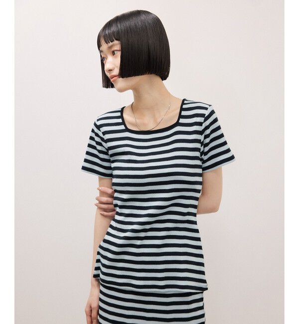 ADAM ET ROPE'「【Miller for ADAM ET ROPE'】別注 スクエアTee」|Tシャツ・カットソー|ブルー(44)