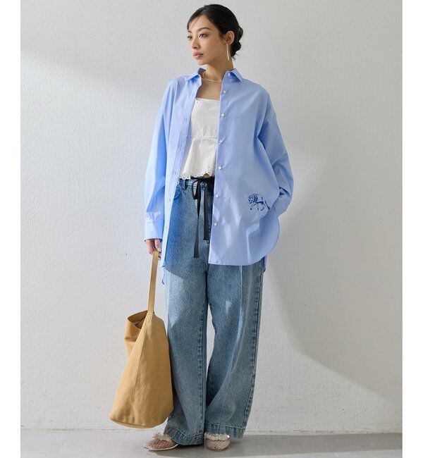  「＜一部カラー期間限定販売＞アニマル刺繍シャツ」|シャツ・ブラウス|