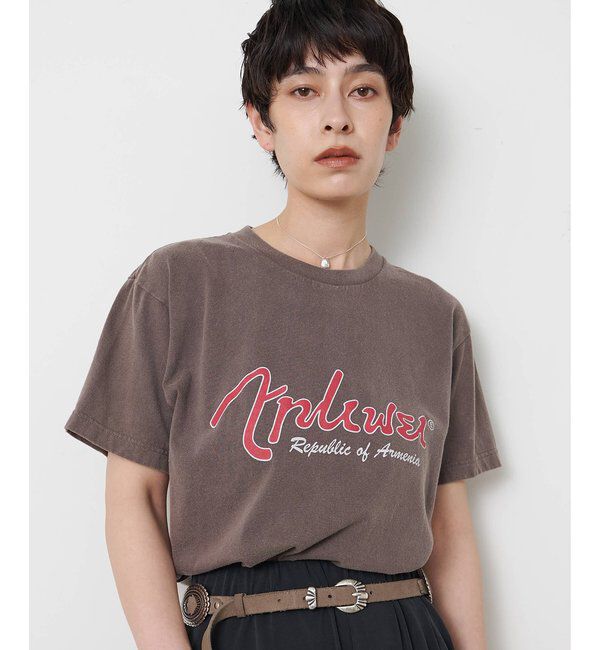  「クラックプリントTシャツ」|Tシャツ・カットソー|チャコールグレー