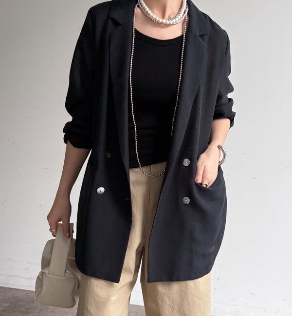  「【ウォッシャブル】シアーダブルジャケット」|テーラードジャケット|