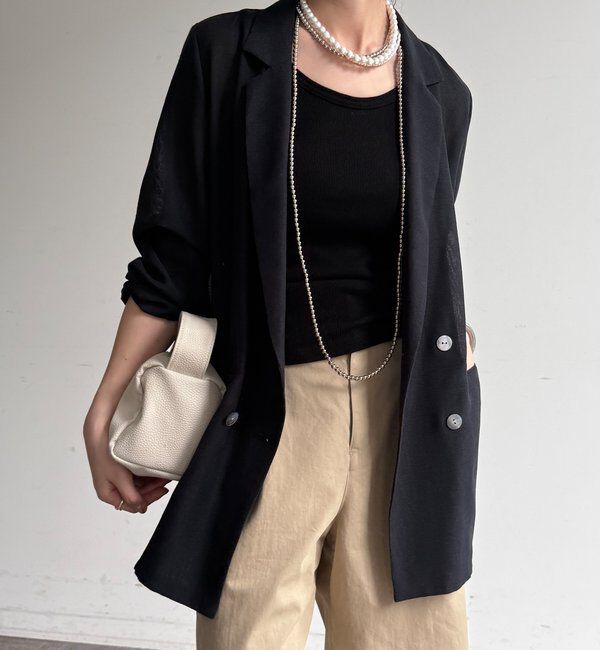  「【ウォッシャブル】シアーダブルジャケット」|テーラードジャケット|