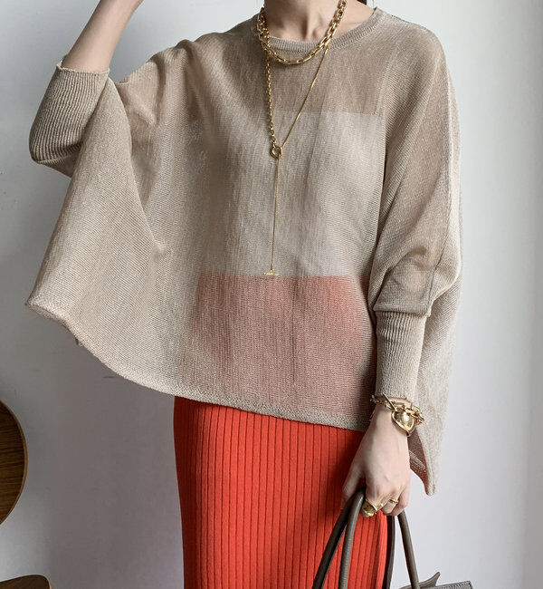  「ストローヤーンポンチョニット」|ニット・セーター|