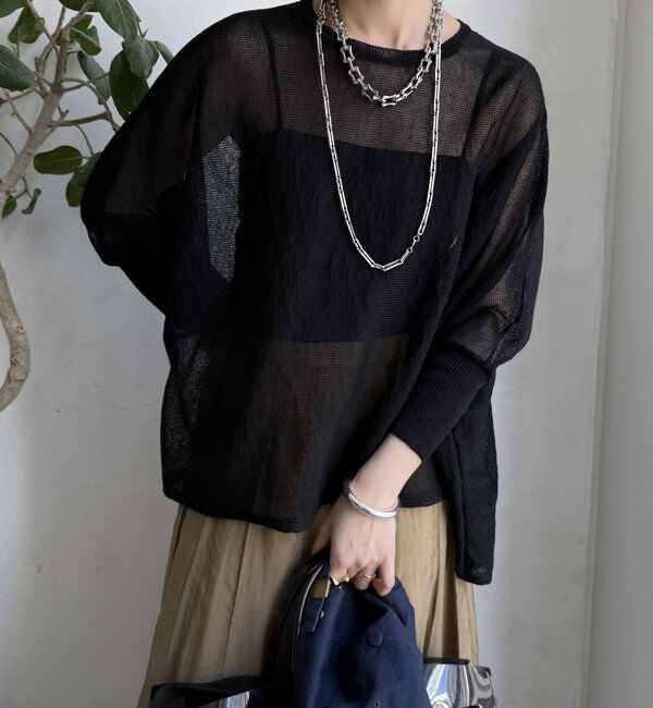  「ストローヤーンポンチョニット」|ニット・セーター|