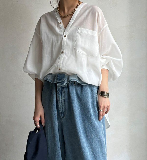  「GOLDボタンVVシャツ」|シャツ・ブラウス|