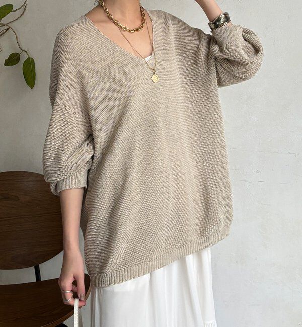  「ガーター深Vプルオーバー」|ニット・セーター|