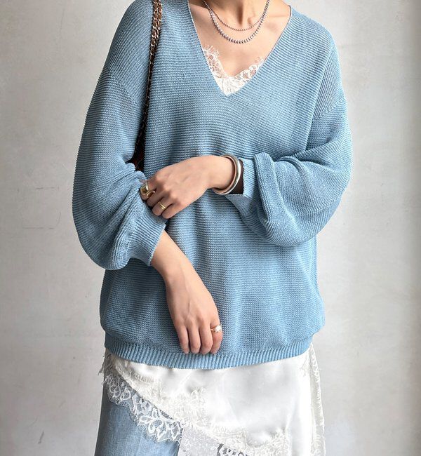  「ガーター深Vプルオーバー」|ニット・セーター|