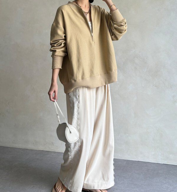  「サイドレースタックワイドパンツ」|チノ|