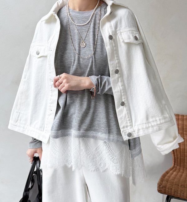  「【WEB限定/セットアップ可能】裾レーストップス」|Tシャツ・カットソー|