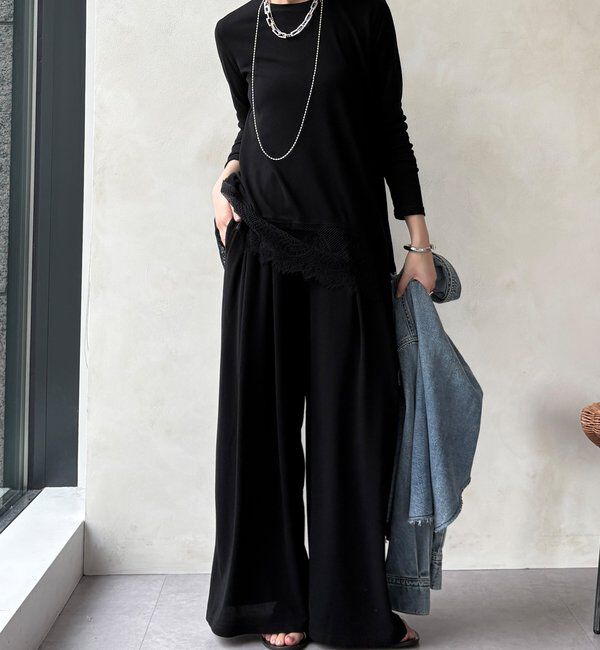  「【WEB限定/セットアップ可能】裾レーストップス」|Tシャツ・カットソー|