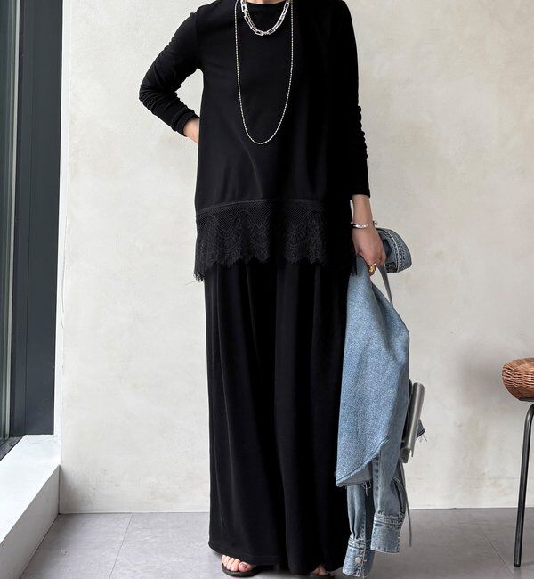  「【WEB限定/セットアップ可能】裾レーストップス」|Tシャツ・カットソー|