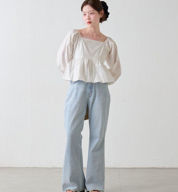  「【花柄&無地】フラワーバルーンブラウス」|シャツ・ブラウス|