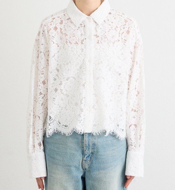  「【女性らしい抜け感】レースクロップドシャツ」|シャツ・ブラウス|